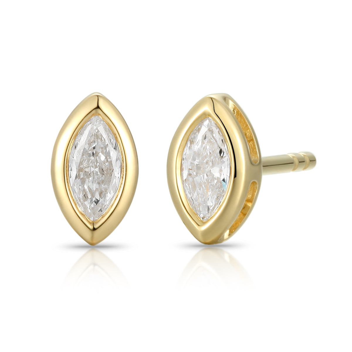 Lab Diamond Bezel Marquise Stud