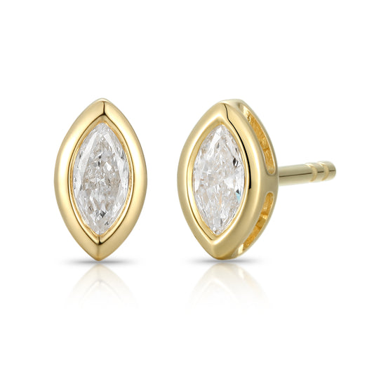 Lab Diamond Bezel Marquise Stud