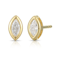 Lab Diamond Bezel Marquise Stud