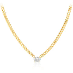 Cuban Chain with Lab Diamond Oval Center Necklace