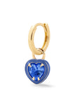 Heart Shape Enamel Halo Gold Huggie -Sapphire-