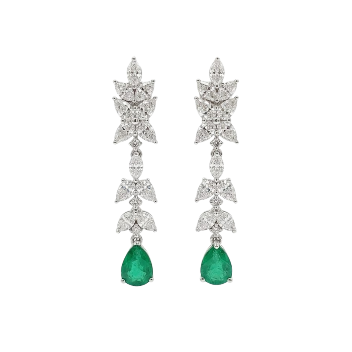 Pendant Diamond & Pear Emerald Earrings