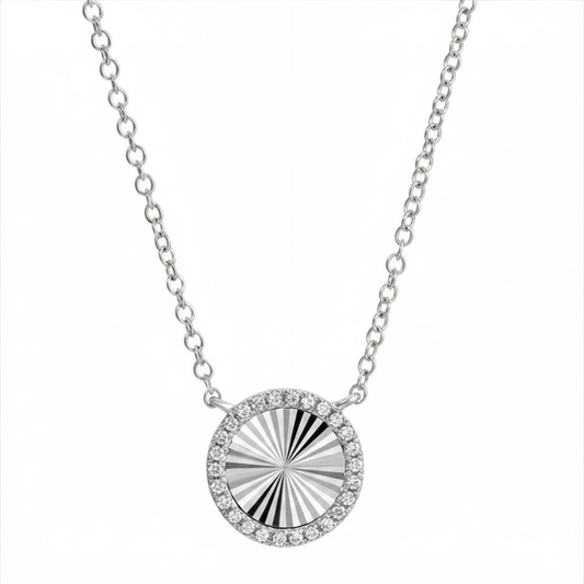 Fluted Disc Diamond Necklace