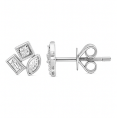 Gold Multi Shape Diamond Stud Earrings