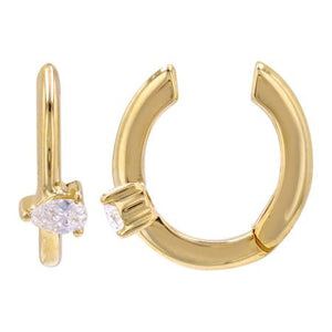 Solitaire Pear Ear Cuff