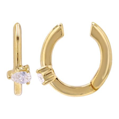 Solitaire Pear Ear Cuff