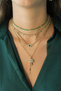 Diamond Mushroom with Emerald Baguettes Charm