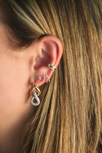 Split Diamond Huggie Earrings