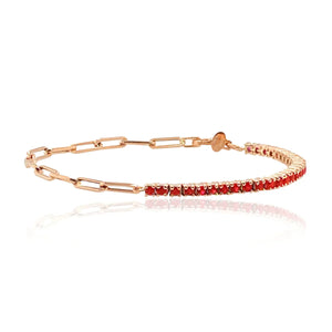 Half Paperclip & Half Gemstone Tennis Bracelet