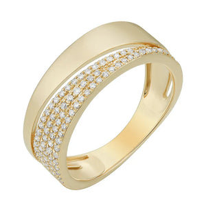 Half Gold and Half Diamond Pave Split Ring