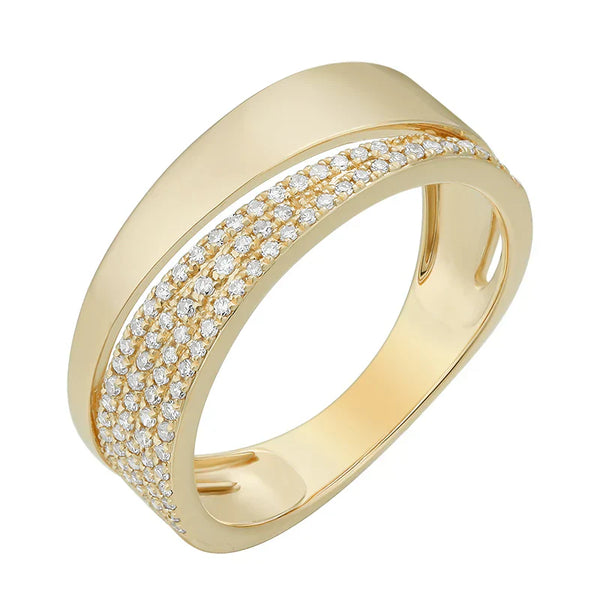 Half Gold and Half Diamond Pave Split Ring