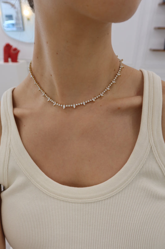 Lab Diamond Round and Marquise Tennis Choker