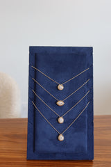 Lab Diamond Center With Outline Diamond and Gold Necklace -Round-