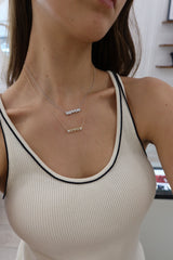Lab Diamond Bezel Multishape Bar Necklace