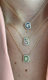 Initial Border Diamonds with Gemstone Necklace