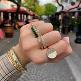 Fluted Split & Diamond Pave Ring