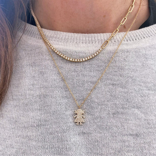 Girl Pave Diamond Charm
