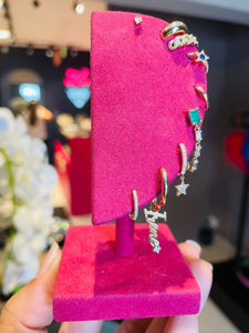 Personalized Name Huggie with Diamond Bezel