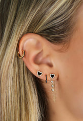 Small Black Onyx Heart Piercings Stud*
