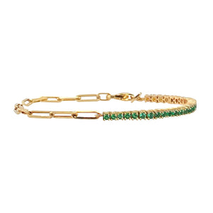 Half Paperclip & Half Gemstone Tennis Bracelet