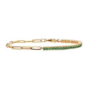 Half Paperclip & Half Gemstone Tennis Bracelet