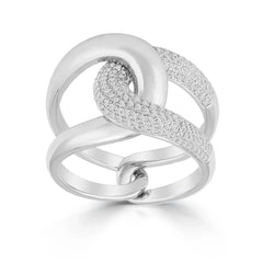 Intertwined Pave and Gold Chunky Ring