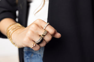 Half Diamond Braided Gold Ring