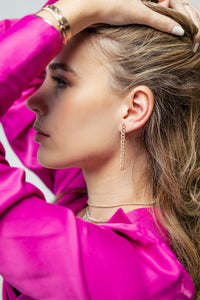 Cuban Chain Diamond Pave Drop Earrings - RG