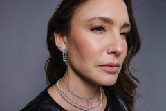 Lab Duo Diamond Drop Emerald Cut & Heart Cut Earrings
