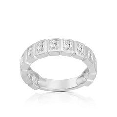 Lab Emerald Cut Bezel Eternity Ring