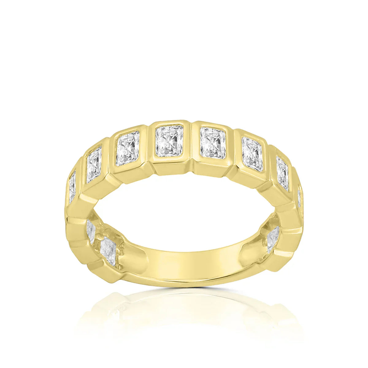 Lab Emerald Cut Bezel Eternity Ring