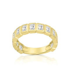 Lab Emerald Cut Bezel Eternity Ring