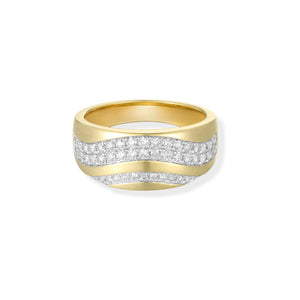 Lab Wavy Diamond Chunky Ring