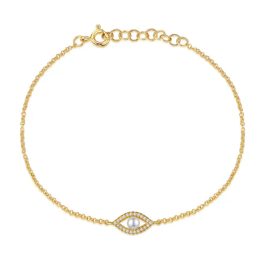 Pearl Diamond Eye Bracelet