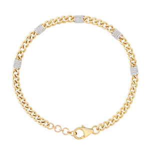 Five Diamond Plate Pave Cuban Chain Bracelet