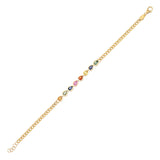 Pear Multicolor Sapphire Cuban Bracelet