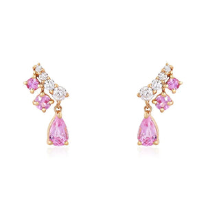 Pink Sapphire & Diamond Pear Drop Cocktail Earrings