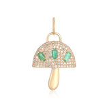 Diamond Mushroom with Emerald Baguettes Charm