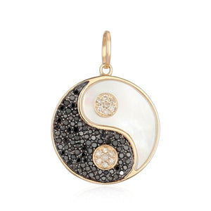 Yin Yang Mother of Pearl & Black Diamond Charm