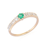 Thin Diamond Baguette Center Emerald Ring* Size 6.5