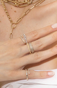 Fluted Split & Diamond Pave Ring