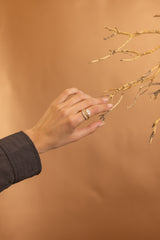 Wavy Chunky Lab Diamond Oval Shape Ring