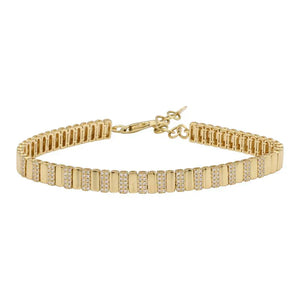 Gold and Diamond Striped Bracelet