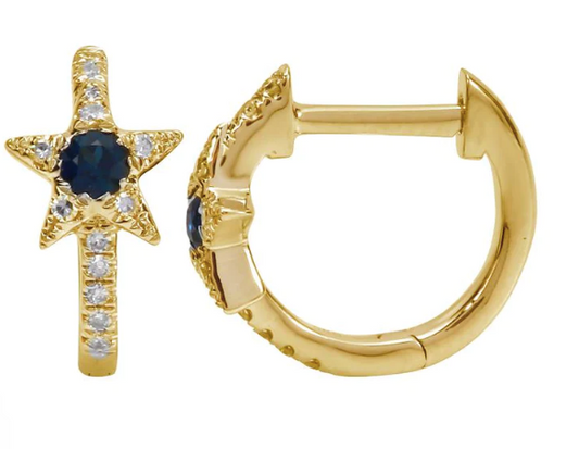 Star Huggie Piercing with Gemstone Center