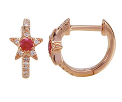 Star Huggie Piercing with Gemstone Center