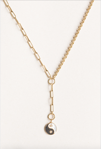 Yin Yang Mother of Pearl & Black Diamond Charm