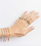 Striped Gold & Diamond Twist Ring with Emerald*