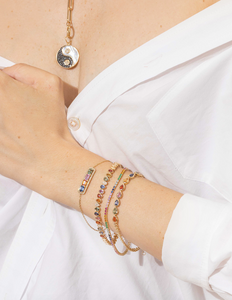 Pear Multicolor Sapphire Cuban Bracelet