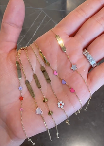 Enamel Hearts ID Baby Bracelet - 18K Solid Gold