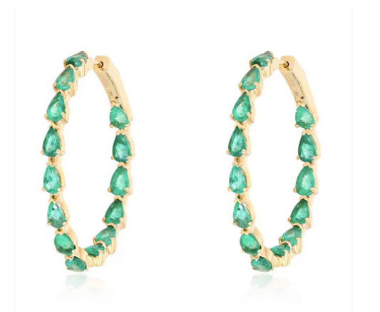 Emerald Pear Shape Hoops